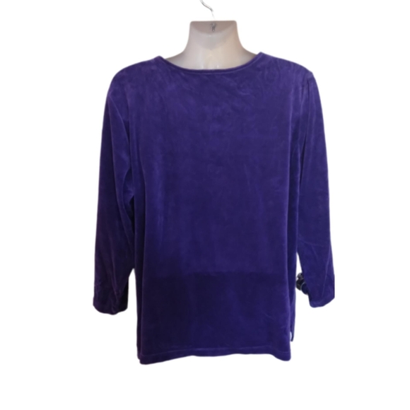 Quackery Factory Purple Velour Rhinestone Embellished Long Sleeve Top Size 2X - Picture 2 of 4